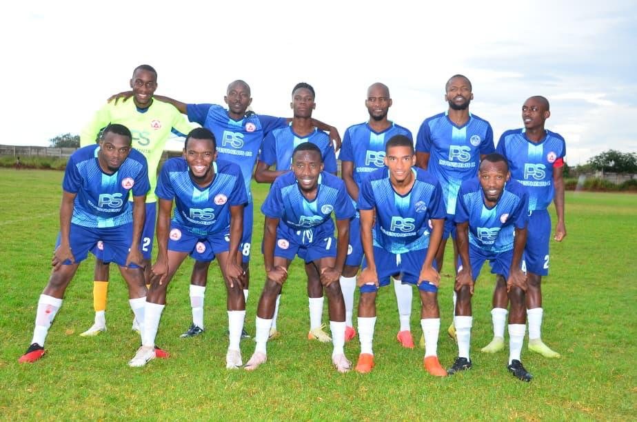 Sponsored team in blue PS Investments kit